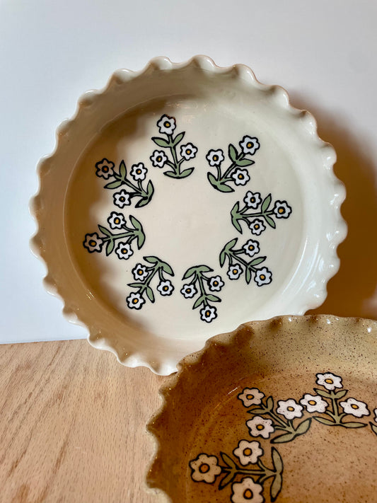 White Wallflower Pie Plate *PRE-ORDER*
