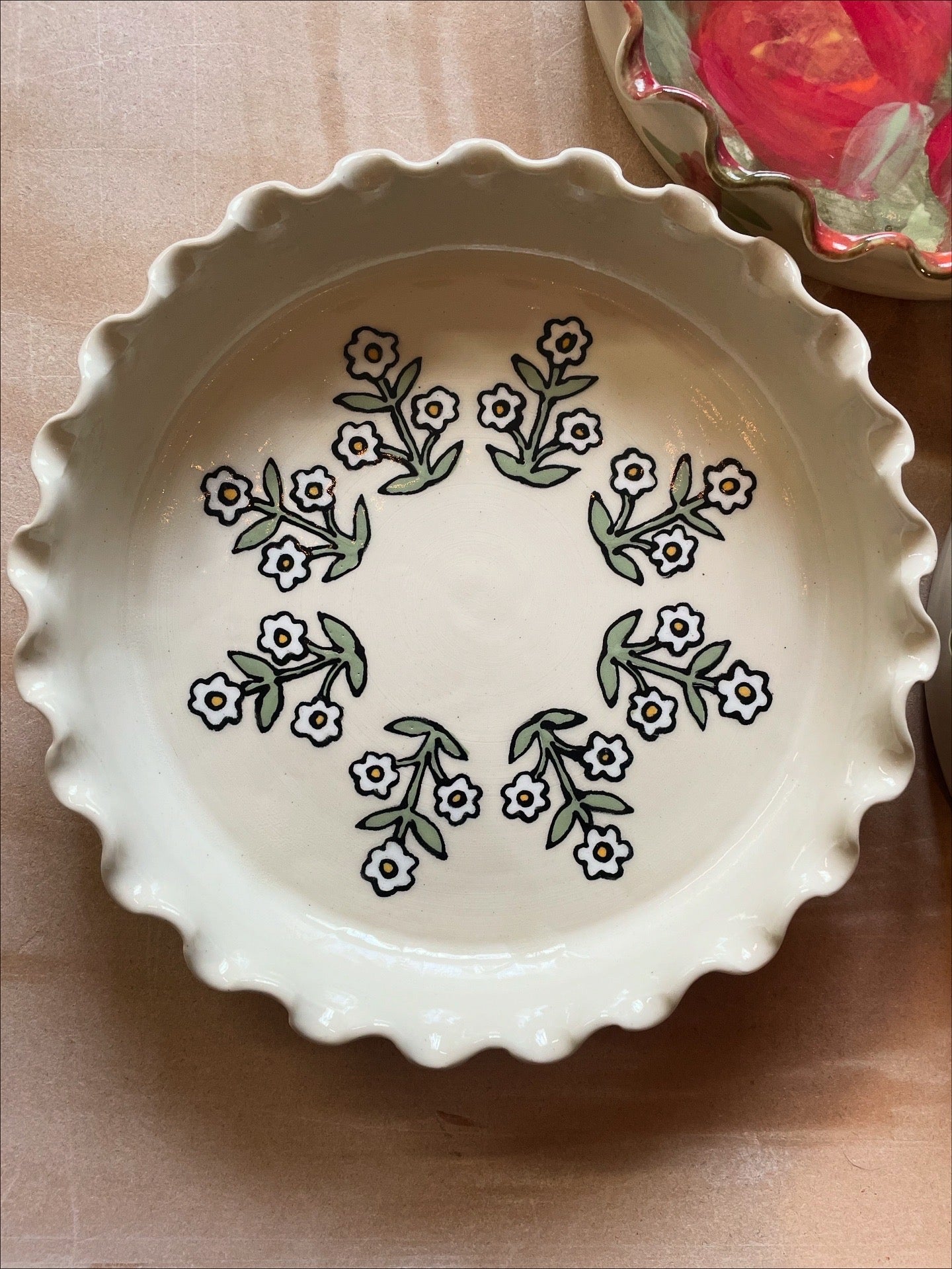 White Wallflower Pie Plate *PRE-ORDER*
