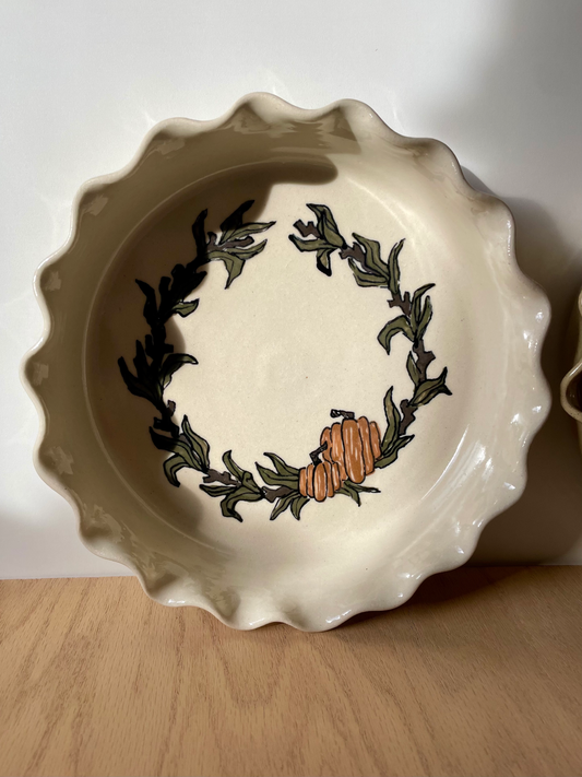 White Pumpkin Wreath Pie Plate *PRE-ORDER*